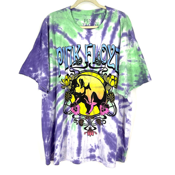 Pink Floyd Animals Pig Logo Tie Dye Cotton T-Shirt Purple Blue Size 1X/2X NWOT - Picture 8 of 10